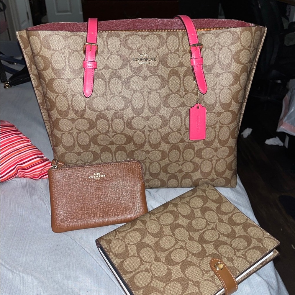 Coach mollie tote with wristlet and notebook